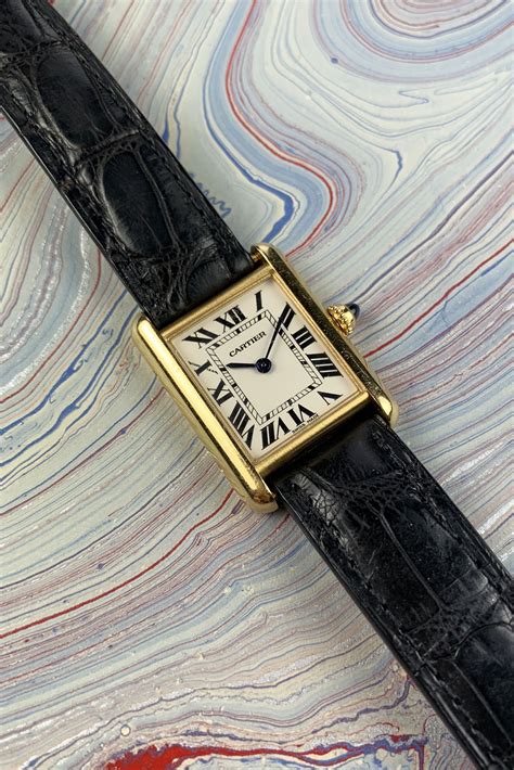 vintage cartier tank with leather strap|vintage cartier watch leather strap.